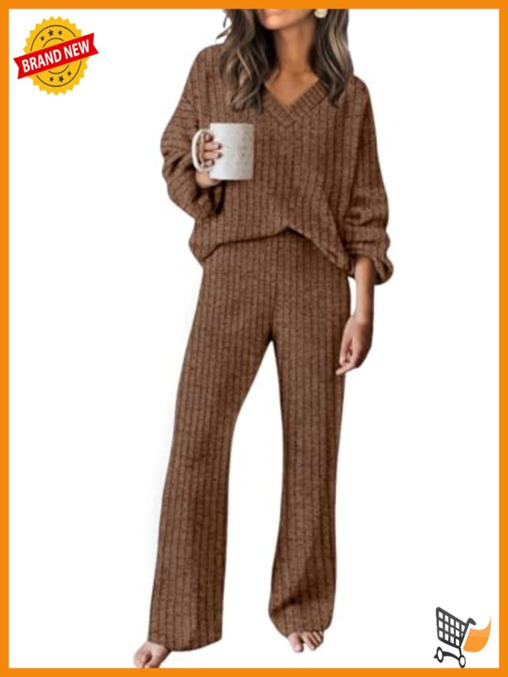 Cozy Travel Lounge Set Sweater Wide Leg Pants with Pockets